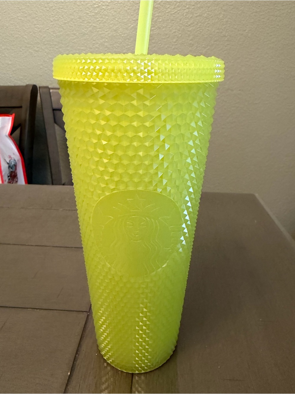 Starbucks Neon Yellow Studded Cold Cup with Straw